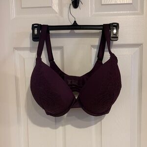 169 NWT Soma Stunning Support Push Up Bra 36H BlackBerry Wine Lace Lift